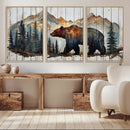 Rustic Grizzly 399 Bear and Mountain Wood Canvas Wall Art - by MyGreatCanvas | Canvas Wall Art Prints | Photo Prints & Wall Decor