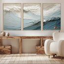 Waves Abstract Wall Art Print, Modern Framed Abstract Canvas
