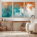 Vintage Abstract Print - Bold Teal and Orange Canvas Wall