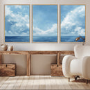 Abstract Ocean Print Artwork- Serene Blue Ocean Canvas Wall
