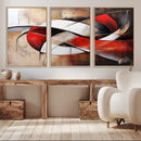 Abstract Wall Art - Modern Red and White Canvas Wall Art