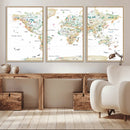 Animal World Map for Kids Room Decor
