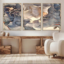 Abstract Blue and Gold Wall Art - Fluid Ink Artwork - Modern