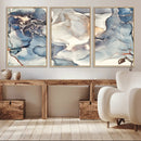 Abstract Blue and Gold Canvas Wall Art - Fluid Modern Ink
