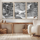 Black White Abstract Canvas Wall Art - Fluid Ink Artwork -