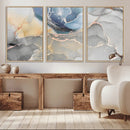 Large Abstract Blue and Gold Canvas Wall Art | Fluid Ink