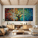 Yggdrasil Tree of Life Wall Art Print | Mosaic Style 3-Panel