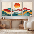 Southwest Mountain Wall Art Canvas Print – Boho Triptych