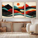 Western Wall Decor - Large Triptych Mountain Canvas - Boho
