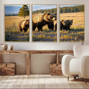 Grizzly Bear Family Wall Art Canvas Print – Majestic