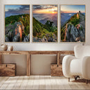 Mountain Sunset Panoramic Wall Art Canvas Print – Framed