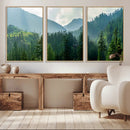 Misty Forest Mountain Wall Art Canvas Print – Framed Serene