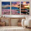Mount Fuji Cherry Blossom Wall Art Canvas Print – Framed