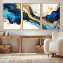 Blue Gold Flow Wall Art Canvas Print – Framed Marble Design by MyGreatCanvas | Canvas Wall Art Prints | Photo Prints & Wall Decor