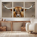Texas Longhorn Wall Art Canvas Print – Brown Bull Rustic