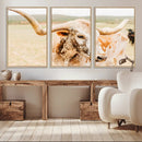 Texas Longhorn Wall Art Canvas Print – Framed Spotted Cow