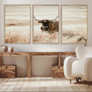 Texas Longhorn Wall Art Canvas Print – Framed Brown Horned