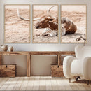 Texas Longhorn Wall Art – Framed Resting Bull Canvas by MyGreatCanvas | Canvas Wall Art Prints | Photo Prints & Wall Decor