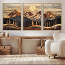 Wood Mountain Wall Art Canvas Print – Framed Boho Abstract