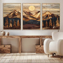 Wood Mountain Landscape Wall Art Canvas Print – Framed