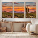 Saguaro Cactus Wall Art Canvas Print – Framed Arizona Sunset