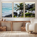 Tropical Coastline Wall Art Canvas Print – Framed Palm Tree