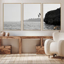 Jumping Wall Art Canvas Print – Framed Coastal Ocean Scene