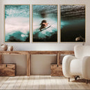 Vibrant Aquatic Motion Wall Art Canvas Print – Framed