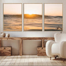Calm Water Wall Art – Framed Sunset Waves Canvas Artwork, by MyGreatCanvas | Canvas Wall Art Prints | Photo Prints & Wall Decor
