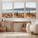 Desert Lake Wall Art – Framed Cactus Mountain Canvas by MyGreatCanvas | Canvas Wall Art Prints | Photo Prints & Wall Decor
