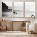 Surfer Beach Wall Art – Framed Black White Ocean Canvas by MyGreatCanvas | Canvas Wall Art Prints | Photo Prints & Wall Decor
