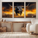Longhorn Canvas Wall Art Canvas Print – Framed Bold Bull