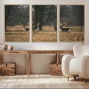 Deer Wall Art Canvas Print – Framed Rustic Wildlife Stags