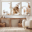 Pampas Grass Wall Art Canvas Print – Framed Neutral Tones
