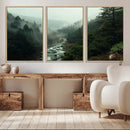 Misty Forest Wall Art Canvas Print – Framed Foggy River