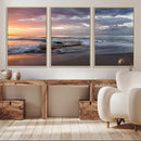 Golden Hour Wall Art Canvas Print – Framed Tranquil Waves