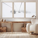 Ski Lift Wall Art Canvas Print – Snowy Alpine Landscape