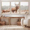 Rustic Nature Wall Art Canvas Print – Stag Woodland Framed