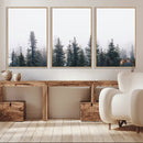 Foggy Forest Wall Art Canvas Print – Framed Misty Pines