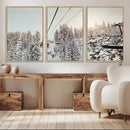 Frosty Pines Wall Art Canvas Print – Framed Cozy Cabin Ski