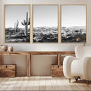 Saguaro Cactus Wall Art Canvas Print – Framed Monochrome