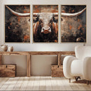 Rustic Longhorn Bull Wall Art Canvas Print – Vintage Western by MyGreatCanvas | Canvas Wall Art Prints | Photo Prints & Wall Decor