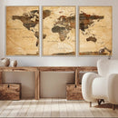 Push Pin World Map Canvas Print – Travel Tracker Wall Art