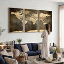 Large Framed Vintage World Map Wall Art Print for Home Wall