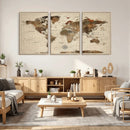 Vintage World Map Wall Art Canvas Print for Living Room, by MyGreatCanvas | Canvas Wall Art Prints | Photo Prints & Wall Decor
