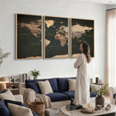 Vintage World Map Canvas Wall Art – Framed Travel Map for