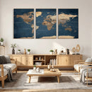 Navy Blue World Map Canvas Print – Framed Travel Map Wall by MyGreatCanvas | Canvas Wall Art Prints | Photo Prints & Wall Decor