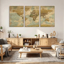Vintage World Map Wall Art Canvas Print, Detailed World Map
