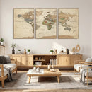 Framed World Map Wall Art for Home and Office Decor