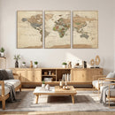 Framed World Map Wall Art for Home and Office Decor